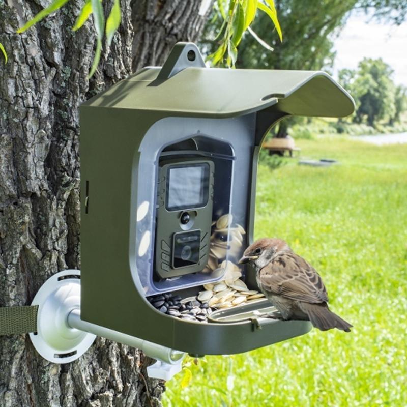 Outdoor Bird Watching Camera with Motion Sensor - Army Green Feeder - Mekamart Australia
