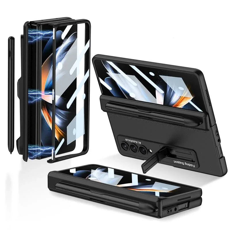 For Samsung Galaxy Z Fold4 5G Foldable Magnetic Flip Case With Holder & Pen Slot - Gkk - Grey - Mekamart Australia