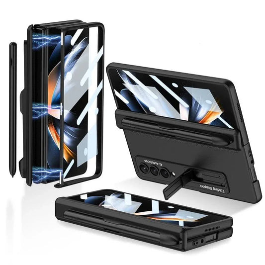 For Samsung Galaxy Z Fold4 5G Foldable Magnetic Flip Case With Holder & Pen Slot - Gkk - Grey