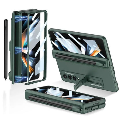 For Samsung Galaxy Z Fold4 5G Foldable Magnetic Flip Case With Holder & Pen Slot - Gkk - Grey - Mekamart Australia