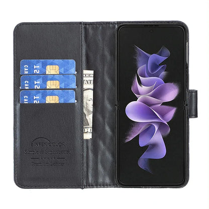 For Samsung Galaxy Z Fold4 5G Diamond Lattice Flip Wallet Case - Black - Mekamart Australia