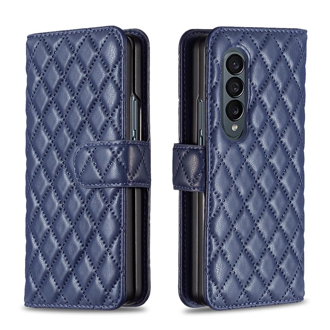 For Samsung Galaxy Z Fold4 5G Diamond Lattice Flip Wallet Case - Black - Mekamart Australia