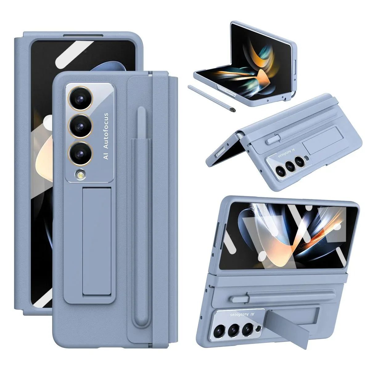 For Samsung Galaxy Z Fold4 5G Full Coverage Pc Case With Pen - Light Brown - Mekamart Australia