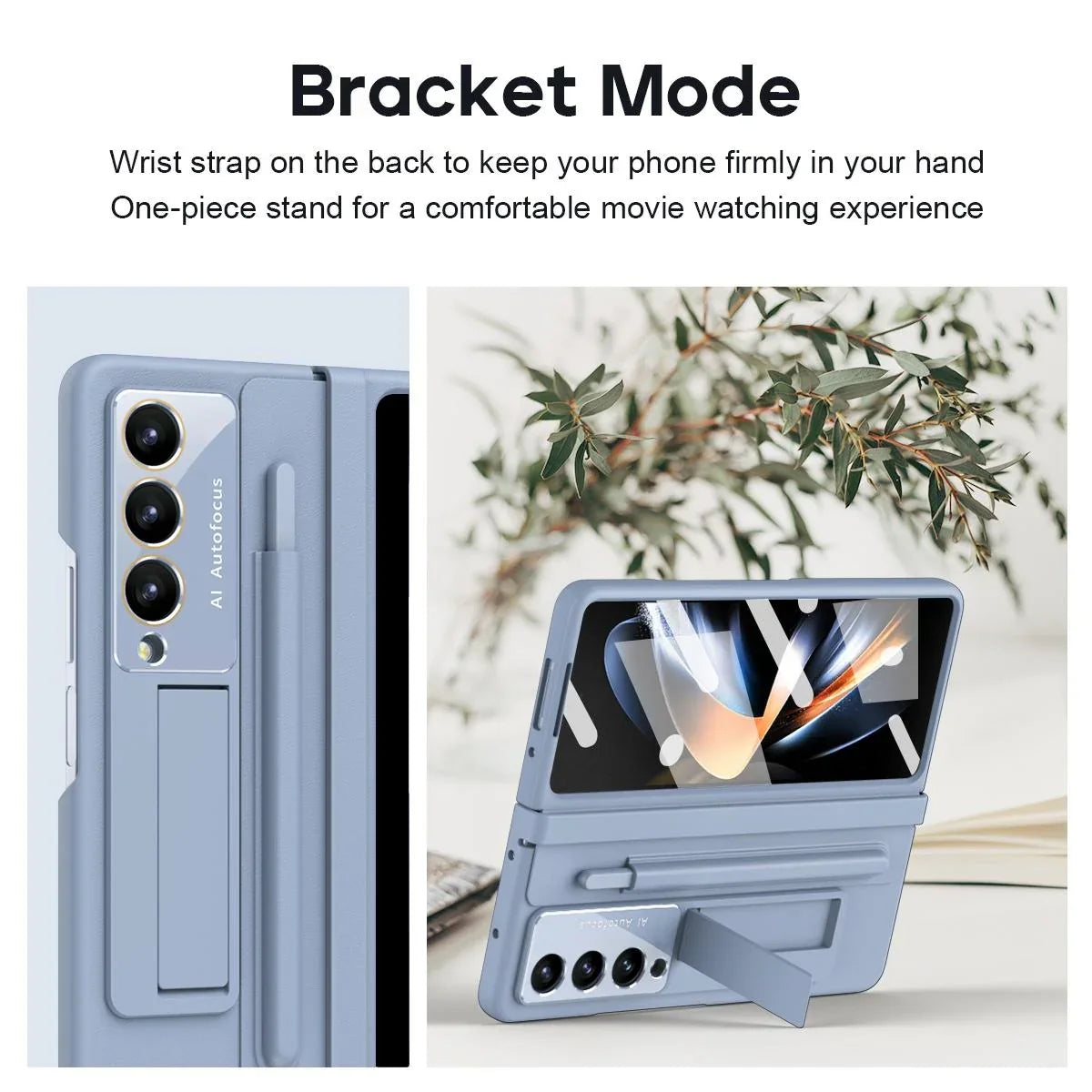 For Samsung Galaxy Z Fold4 5G Full Coverage Pc Case With Pen - Light Brown - Mekamart Australia