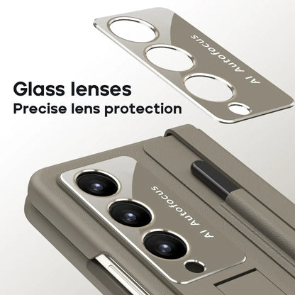 For Samsung Galaxy Z Fold4 5G Full Coverage Pc Case With Pen - Light Brown - Mekamart Australia