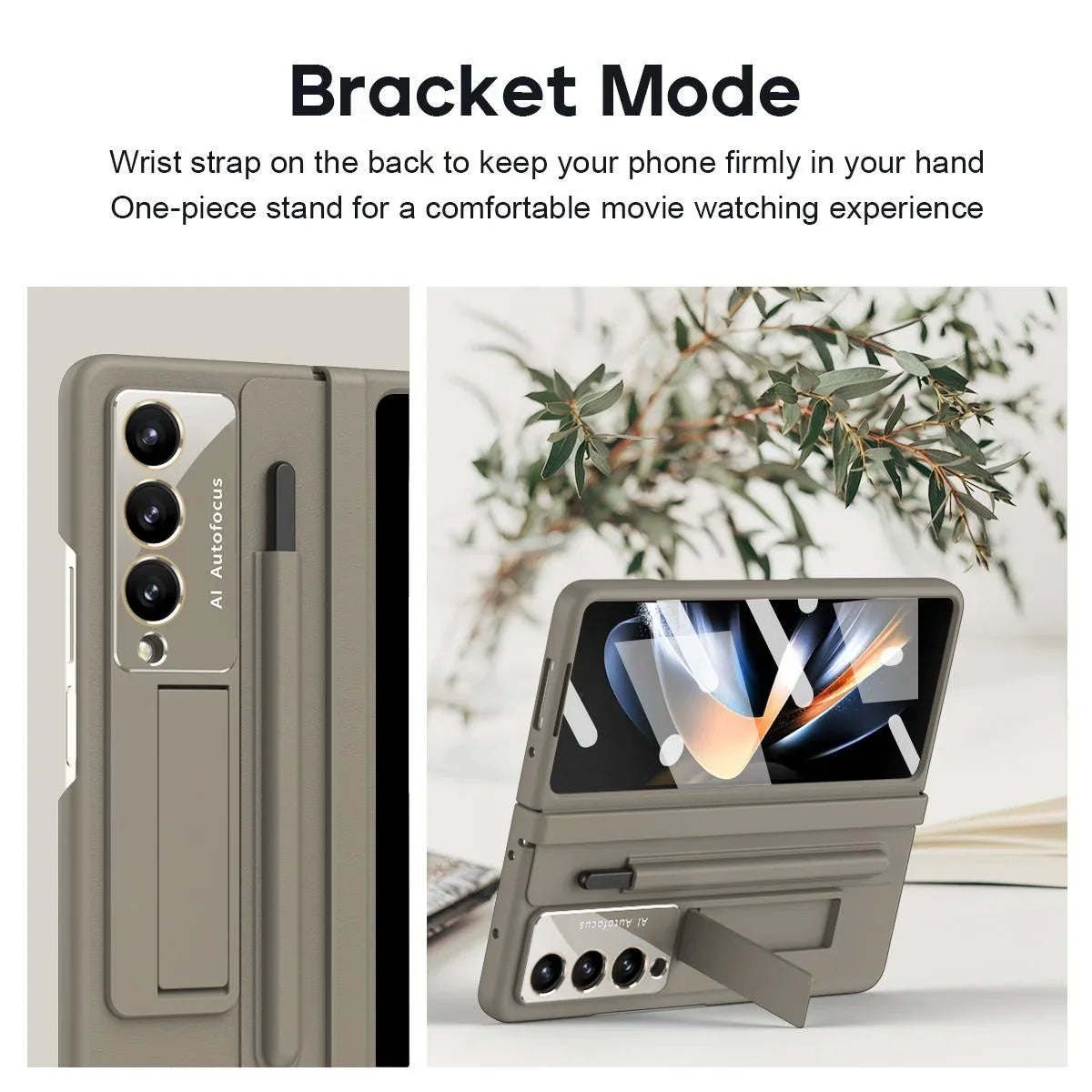 For Samsung Galaxy Z Fold4 5G Full Coverage Pc Case With Pen - Light Brown - Mekamart Australia