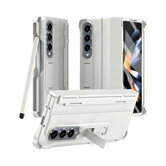 For Samsung Galaxy Z Fold4 5G Shockproof Diamond Case With Hinge And Pen - White