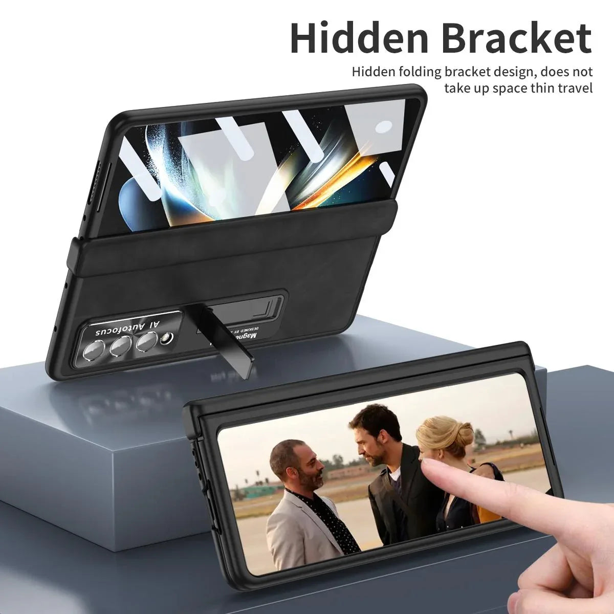 For Samsung Galaxy Z Fold4 5G Napa Texture All-In-One Phone Case - White - Mekamart Australia