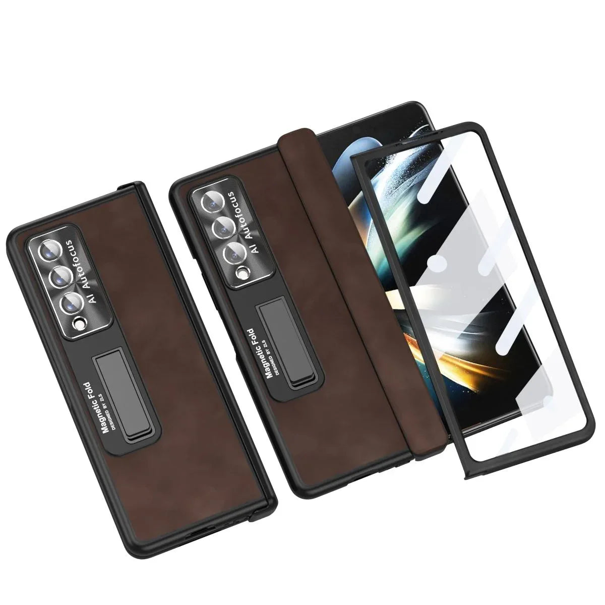 For Samsung Galaxy Z Fold4 5G Napa Texture All-In-One Phone Case - White - Mekamart Australia