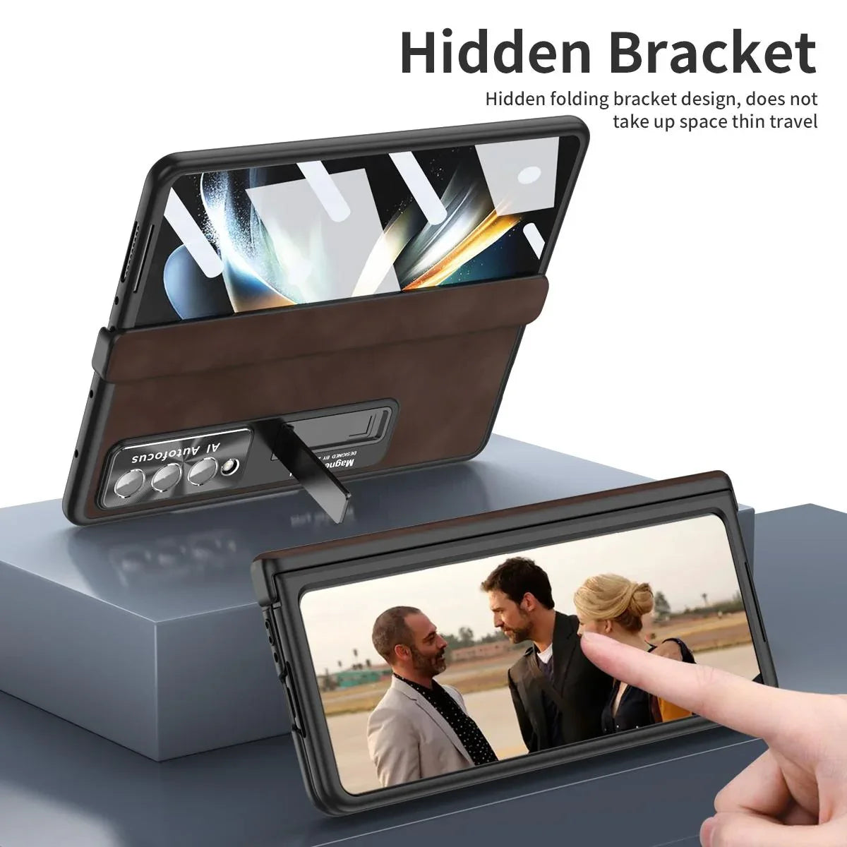 For Samsung Galaxy Z Fold4 5G Napa Texture All-In-One Phone Case - White - Mekamart Australia