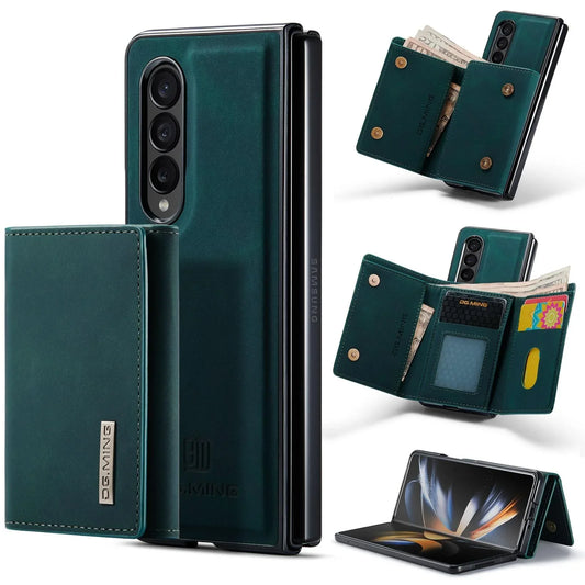 For Samsung Galaxy Z Fold4 5G Wallet Case - 3 Fold Multi Card Holder - Green - Mekamart Australia