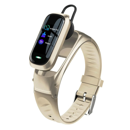 Smart Bracelet With Ai Voice Sleep & Heart Rate Monitoring Call Rejection - Gold - Mekamart Australia