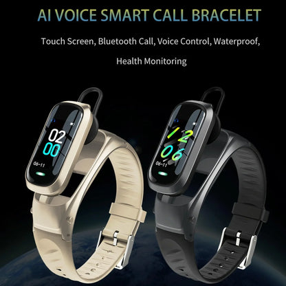 Smart Bracelet With Ai Voice Sleep & Heart Rate Monitoring Call Rejection - Gold - Mekamart Australia