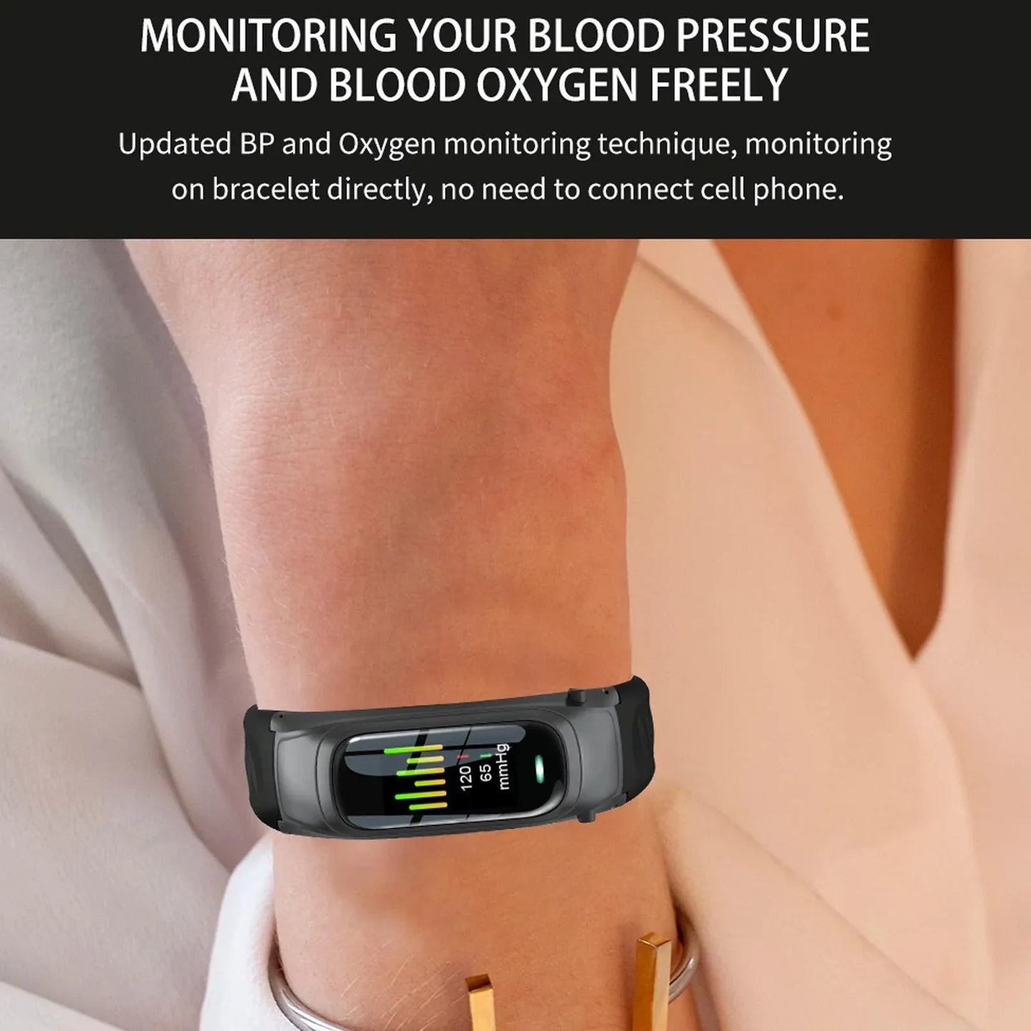 Smart Bracelet With Ai Voice Sleep & Heart Rate Monitoring Call Rejection - Gold - Mekamart Australia