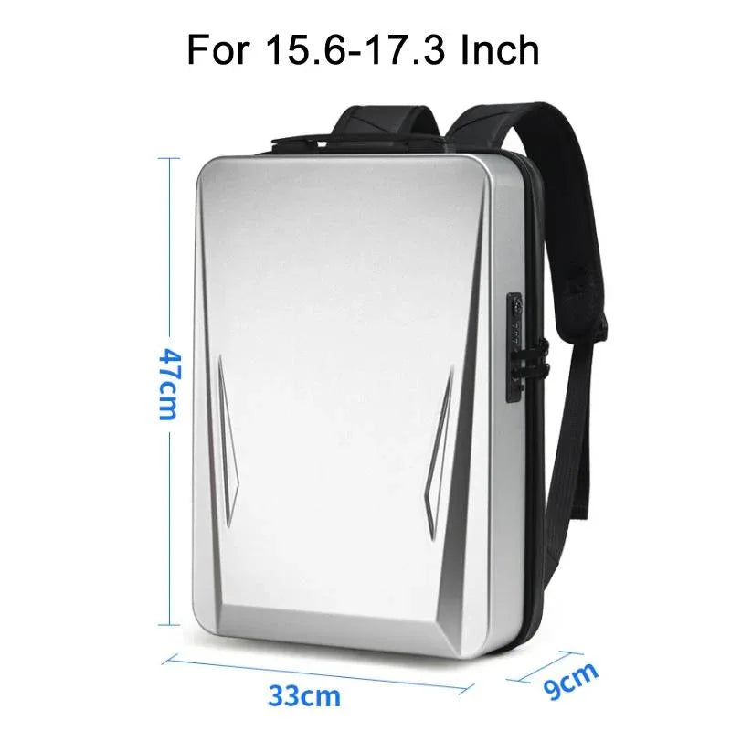 15.6-17.3 Inch Hard Shell Gaming Backpack for Men - Silver - Mekamart Australia
