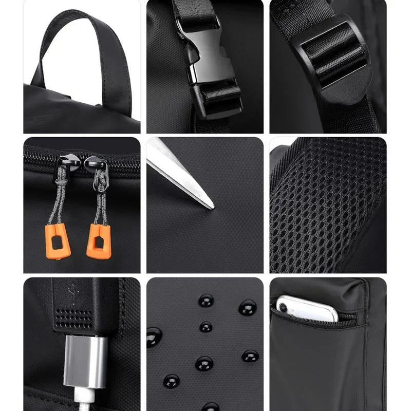 Men Business Travel Backpack - Spacious and Stylish - Grey - Mekamart Australia