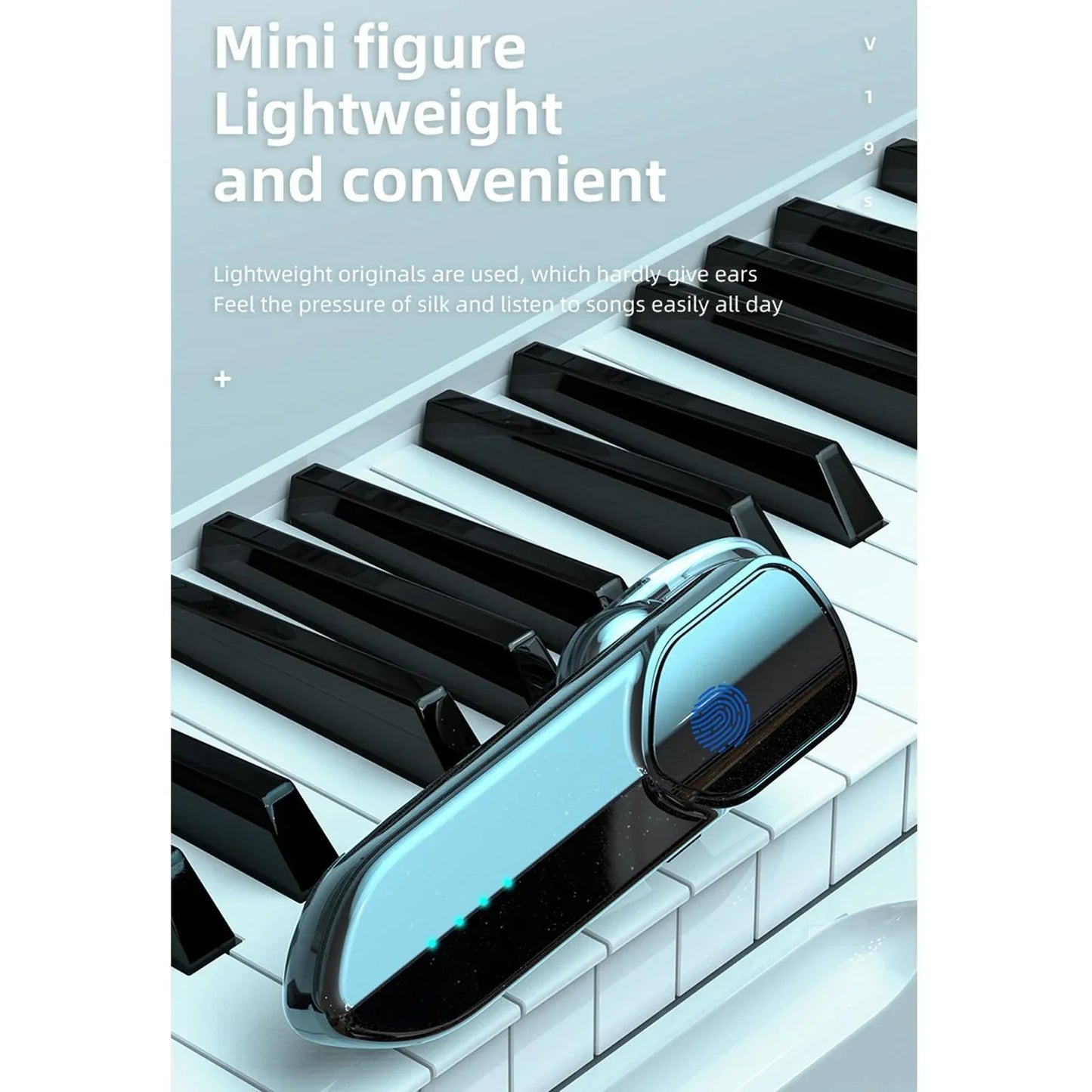 Business Style Bluetooth 5.0 Earphone with Fingerprint Touch - Silver - Mekamart Australia