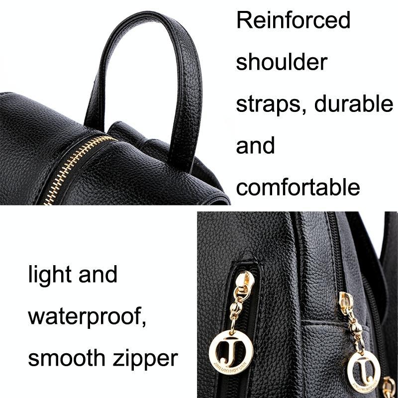 Leather Travel Backpack - Anti-theft Compact - Blue - Mekamart Australia