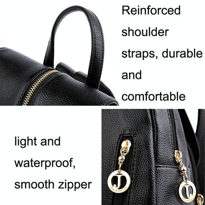 Leather Travel Backpack - Anti-theft Compact - Blue - Mekamart Australia