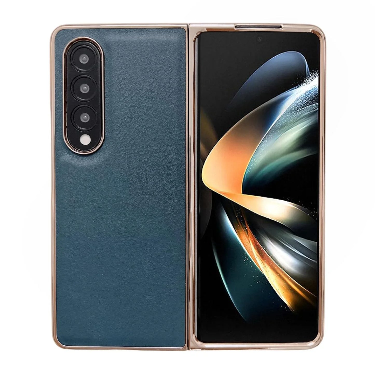 For Samsung Galaxy Z Fold4 5G Xiaoya Series Genuine Leather Plating Case - Coffee - Mekamart Australia