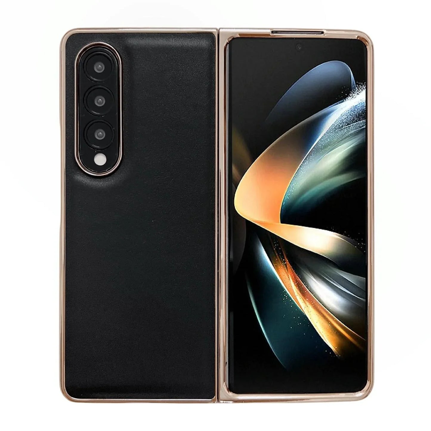 For Samsung Galaxy Z Fold4 5G Xiaoya Series Genuine Leather Plating Case - Coffee - Mekamart Australia