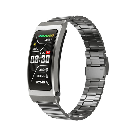 Smart Health Monitoring Bracelet With Bt Call And Leather Strap - Tarnish Steel Strap