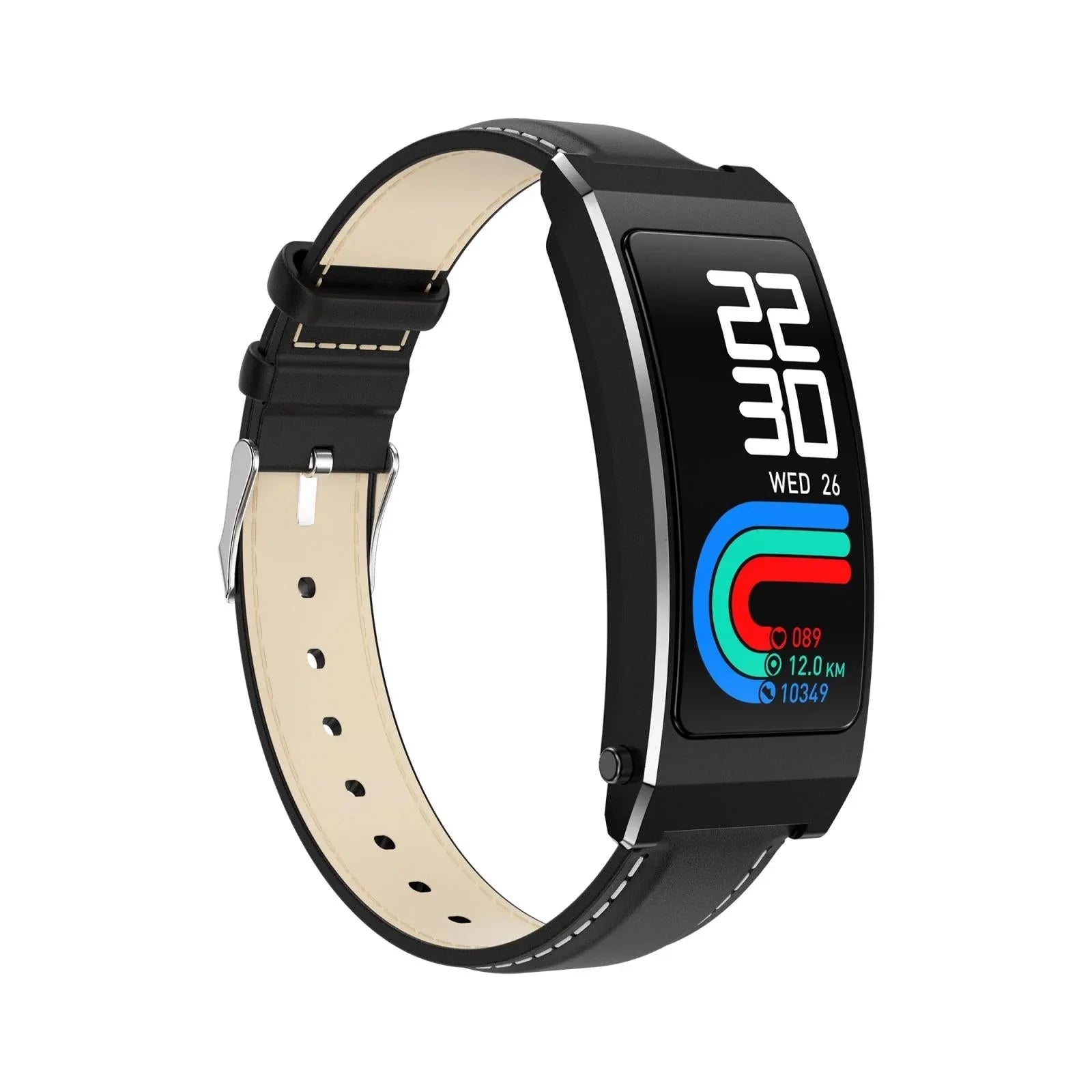 Smart Health Monitoring Bracelet With Bt Call And Leather Strap - Tarnish Steel Strap - Mekamart Australia
