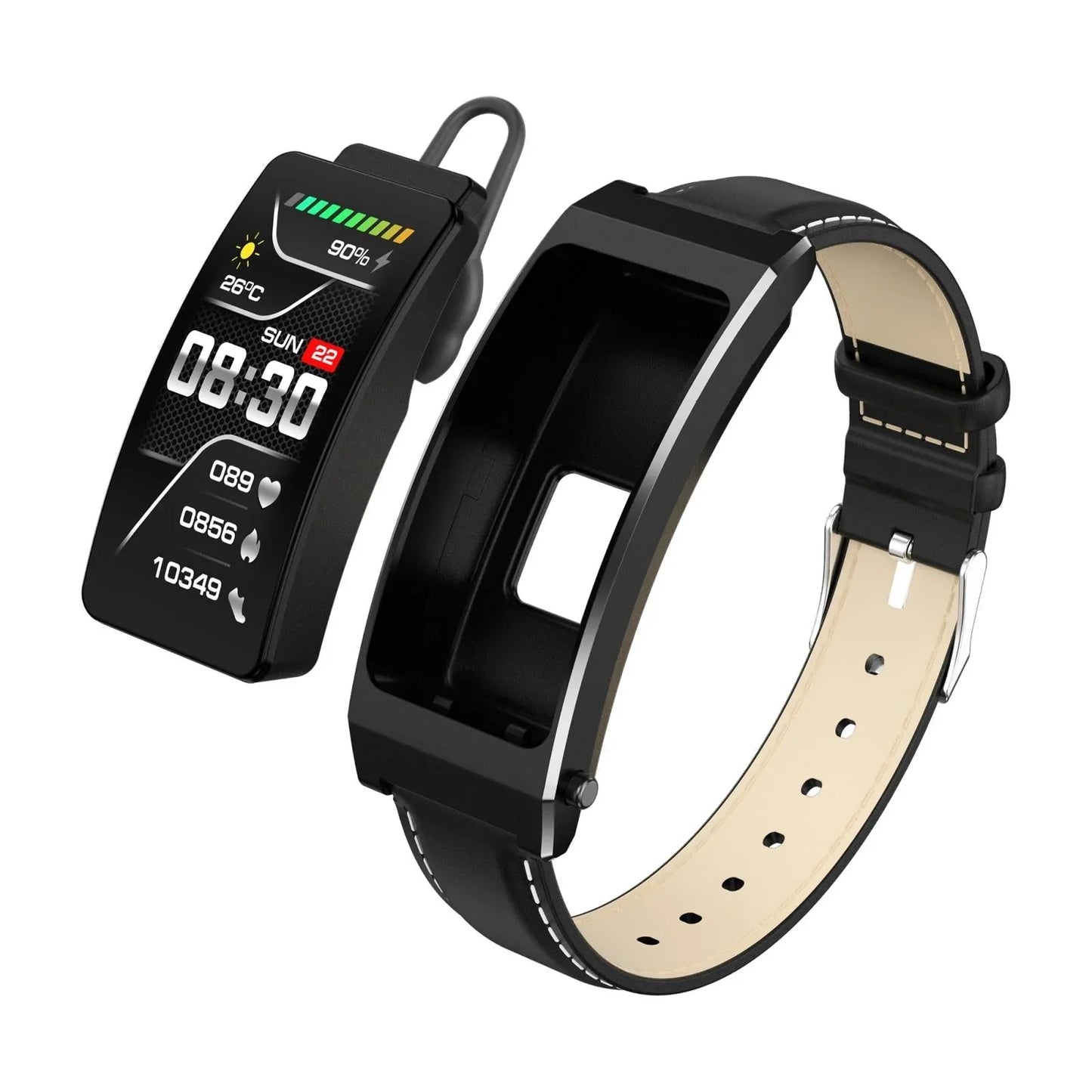 Smart Health Monitoring Bracelet With Bt Call And Leather Strap - Tarnish Steel Strap - Mekamart Australia