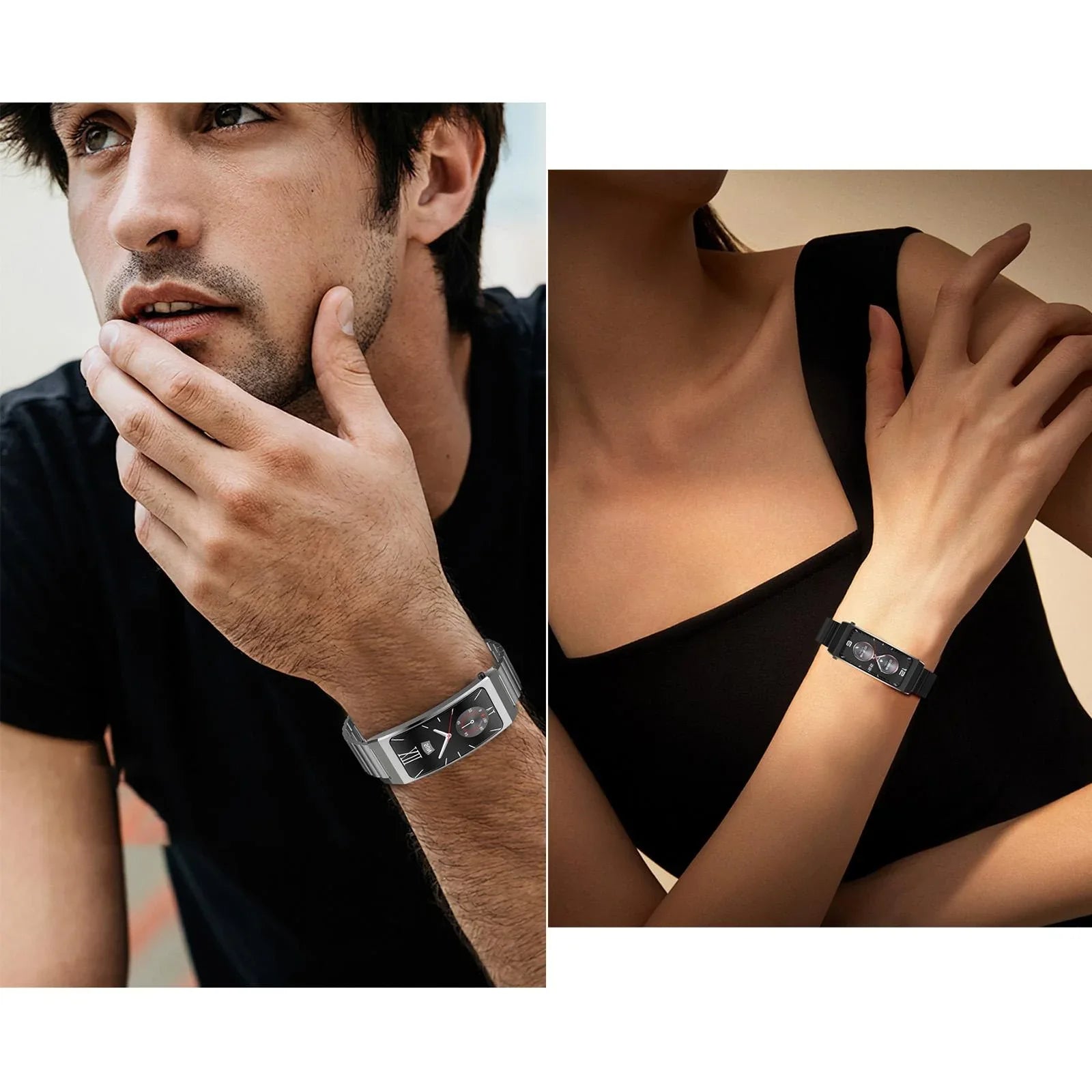 Smart Health Monitoring Bracelet With Bt Call And Leather Strap - Tarnish Steel Strap - Mekamart Australia