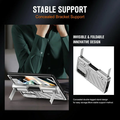 For Samsung Galaxy Z Fold4 5G Shockproof Tpu Pc Case With Pen - Gold - Mekamart Australia