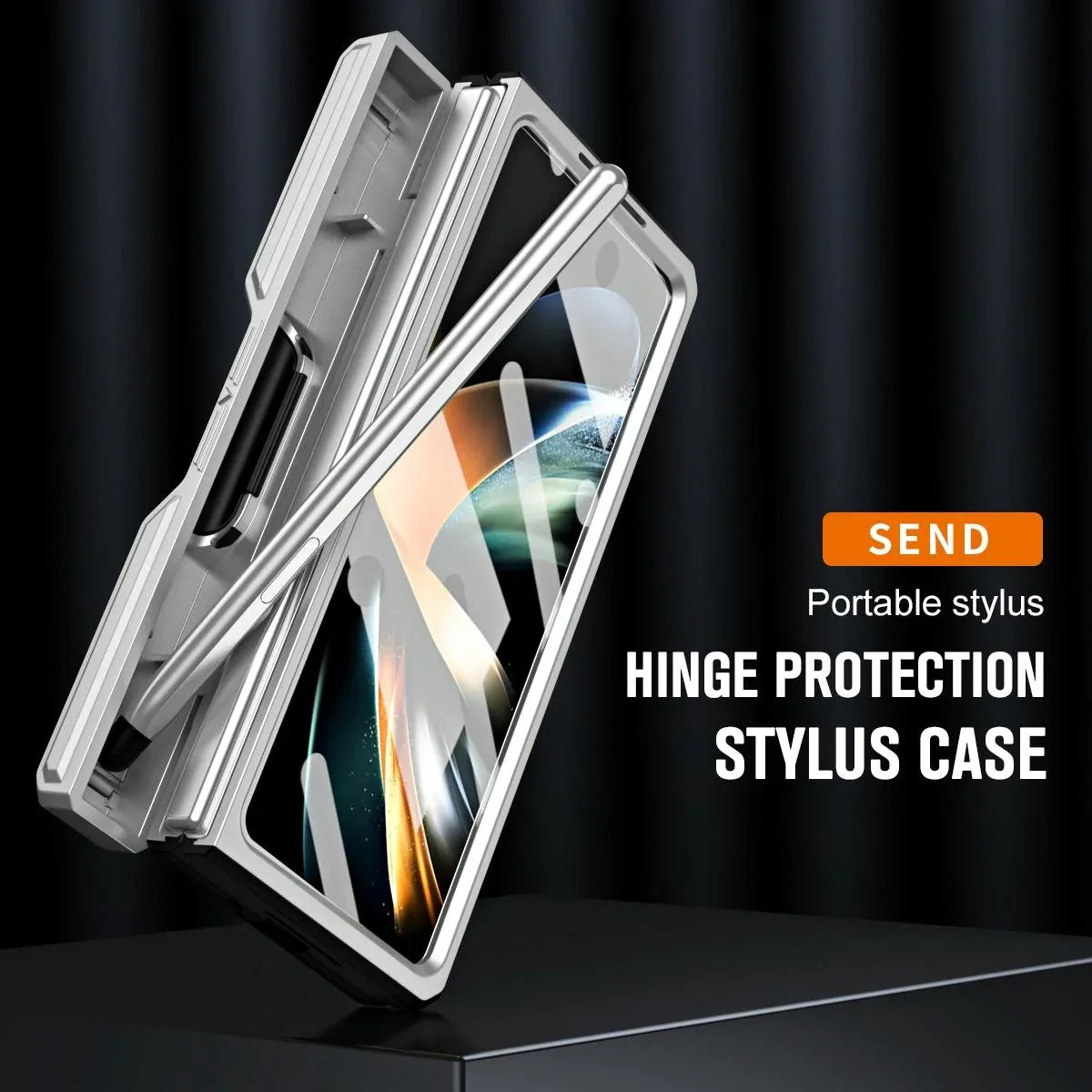 For Samsung Galaxy Z Fold4 5G Shockproof Tpu Pc Case With Pen - Gold - Mekamart Australia