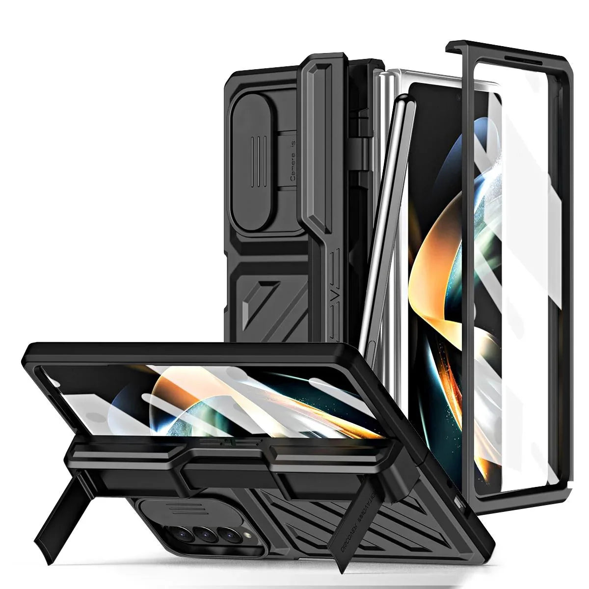 For Samsung Galaxy Z Fold4 5G Shockproof Tpu Pc Case With Pen - Gold - Mekamart Australia