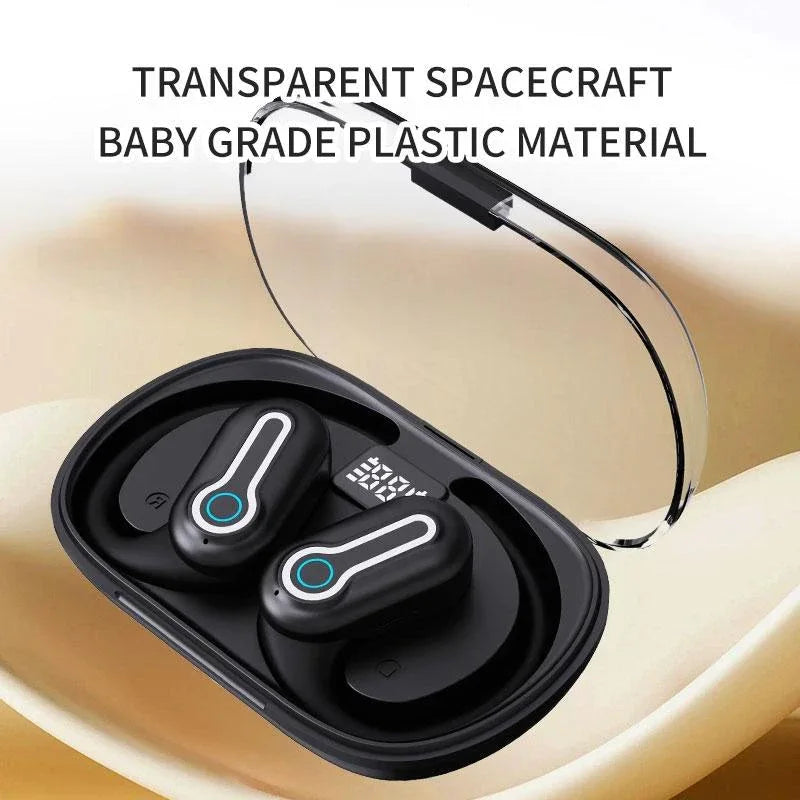 Wireless Stereo Earphones with Charging Case - Hanging Ear Design - White - Mekamart Australia