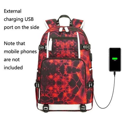 Student Waterproof Printed Backpack - Geometric Red - Mekamart Australia