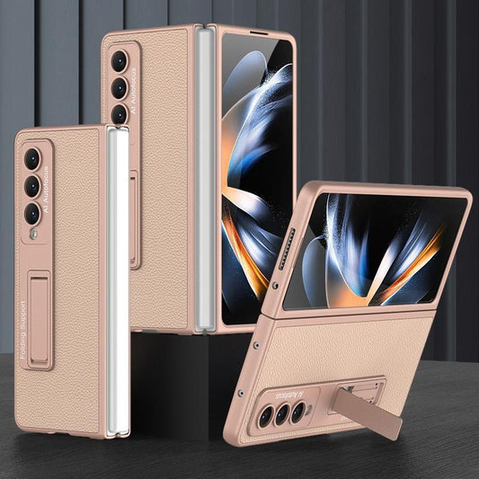 For Samsung Galaxy Z Fold4 5G Leather Case With Stand - Ultra Thin - Grey - Mekamart Australia