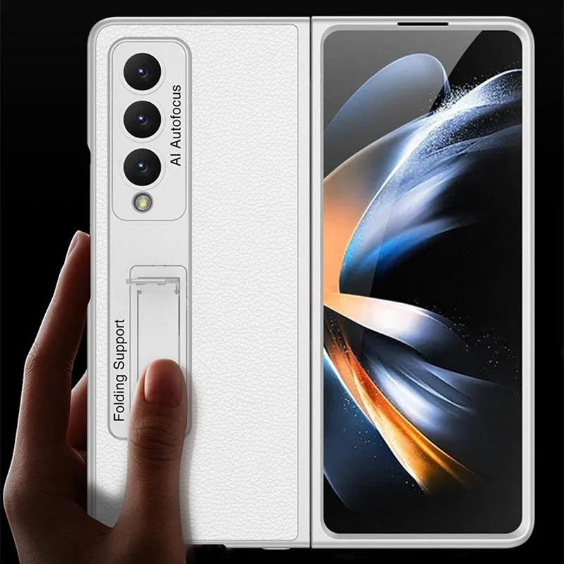 For Samsung Galaxy Z Fold4 5G Leather Case With Stand - Ultra Thin - Grey - Mekamart Australia