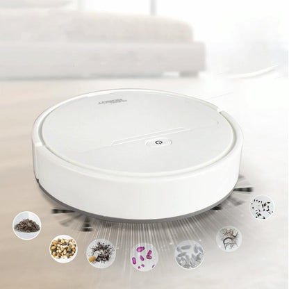 3-in-1 Smart Vacuum Cleaner Robot - Rechargeable Multifunctional Dry / Wet - White