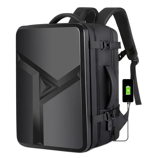 Waterproof Expandable Hard Shell Backpack with Usb Charging - Large Capacity Black - 161 Black