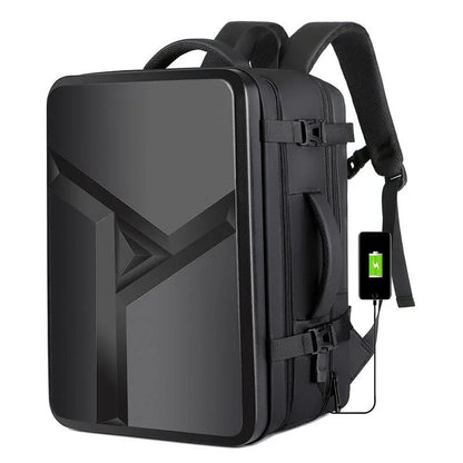 Waterproof Expandable Hard Shell Backpack with Usb Charging - Large Capacity Black - 161 Black - Mekamart Australia