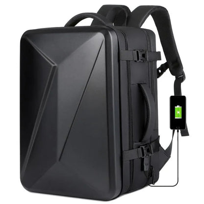 Waterproof Expandable Hard Shell Backpack with Usb Charging - Large Capacity Black - 161 Black - Mekamart Australia