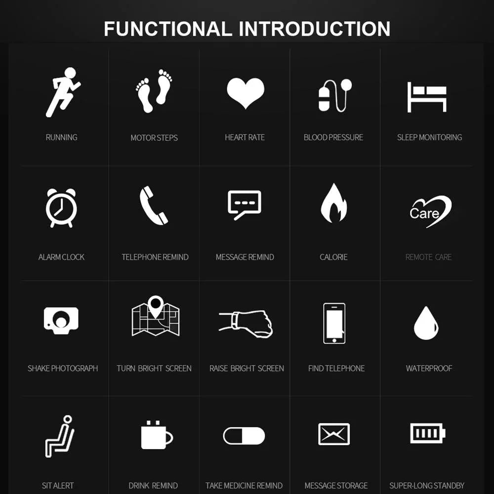 Smart Bracelet With Call Reminder Heart Rate & Sleep Monitoring - Ip67 Waterproof - Black - Mekamart Australia