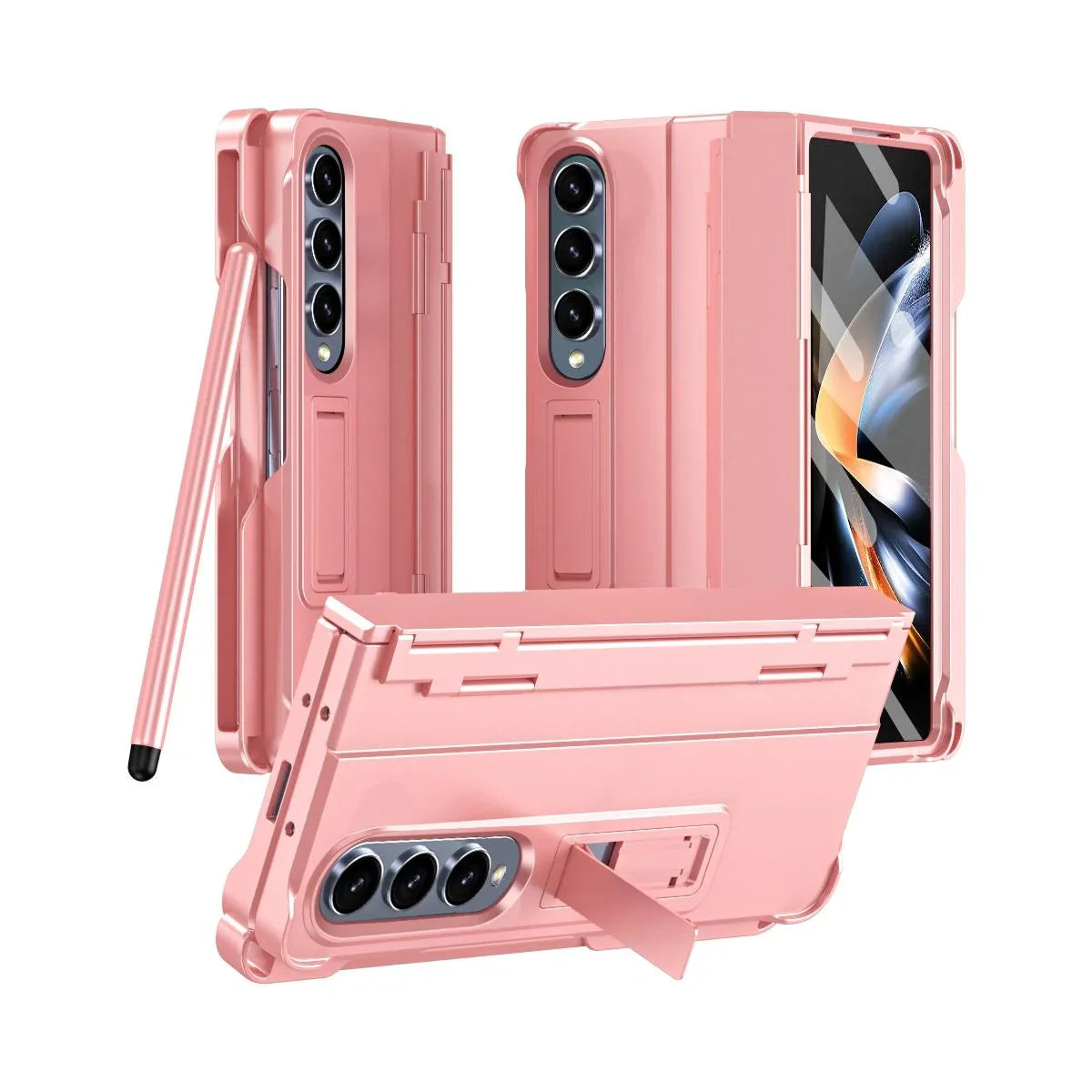 For Samsung Galaxy Z Fold4 5G Shockproof Diamond Case With Hinge And Pen - Pink - Mekamart Australia