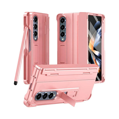 For Samsung Galaxy Z Fold4 5G Shockproof Diamond Case With Hinge And Pen - Pink - Mekamart Australia