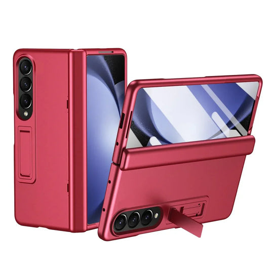 For Samsung Galaxy Z Fold4 5G Shockproof Case With Holder - All-Inclusive - Red - Mekamart Australia