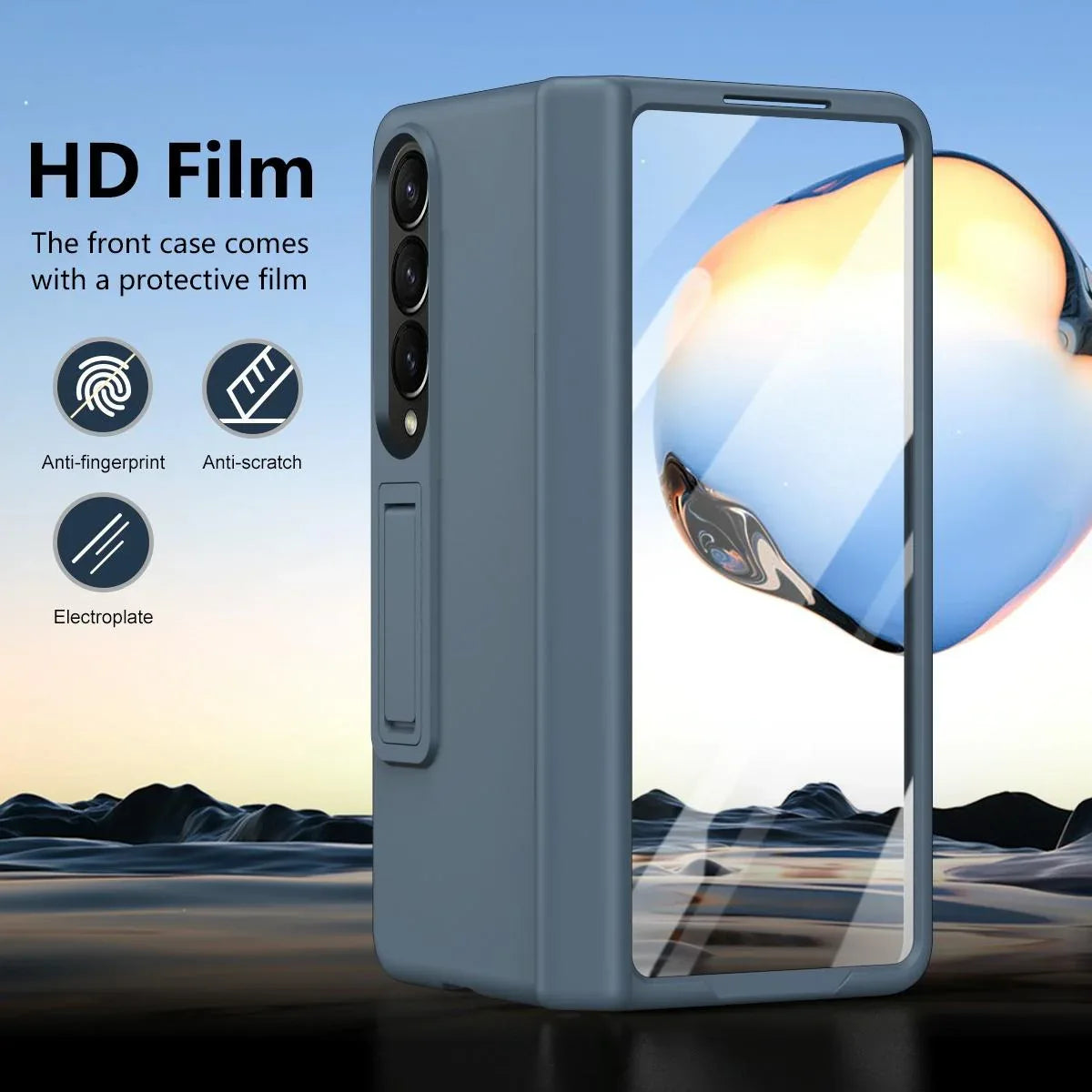 For Samsung Galaxy Z Fold4 5G Shockproof Case With Holder - All-Inclusive - Red - Mekamart Australia