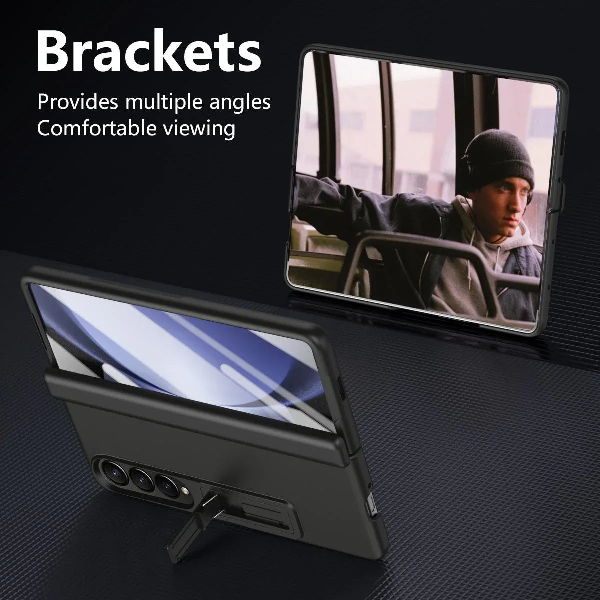 For Samsung Galaxy Z Fold4 5G Shockproof Case With Holder - All-Inclusive - Red - Mekamart Australia