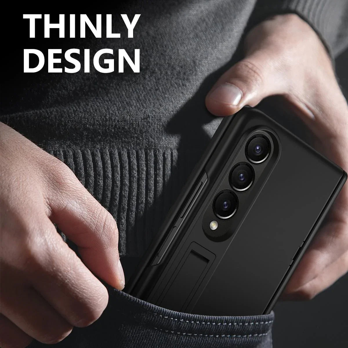 For Samsung Galaxy Z Fold4 5G Shockproof Case With Holder - All-Inclusive - Red - Mekamart Australia