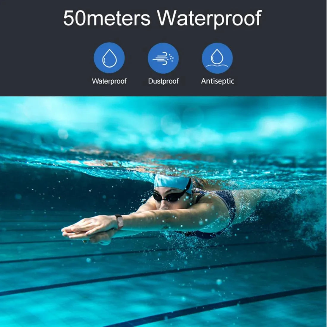 Waterproof Oled Fitness Tracker - Ip67 - Black - Mekamart Australia