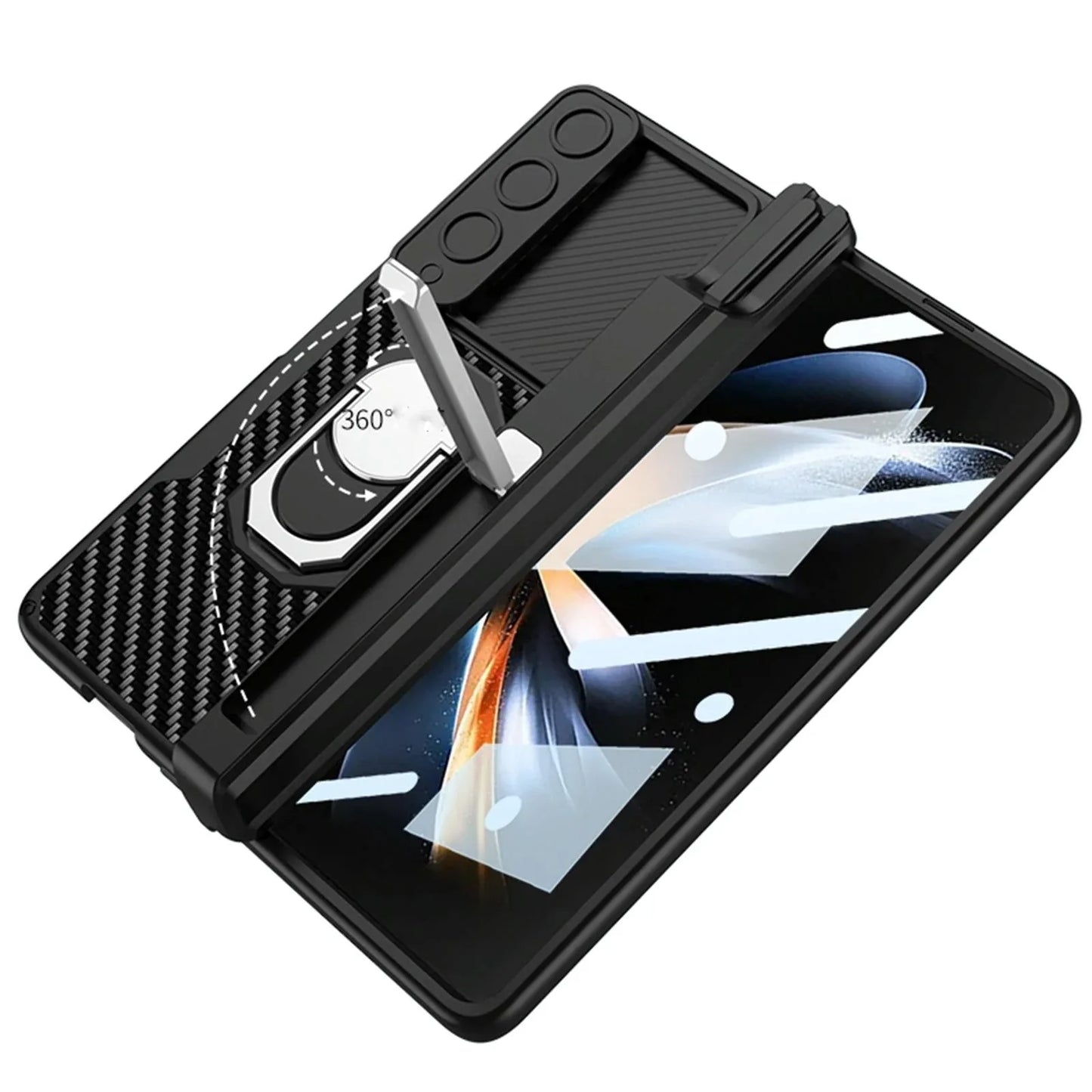 For Samsung Galaxy Z Fold4 5G Magnetic Armor Phone Case - Full Coverage - Litchi Texture - Mekamart Australia