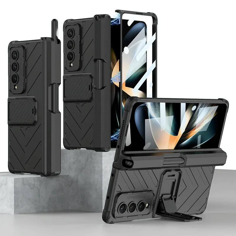 For Samsung Galaxy Z Fold4 5G Magnetic Armor Case With Push Pen - Black - Mekamart Australia